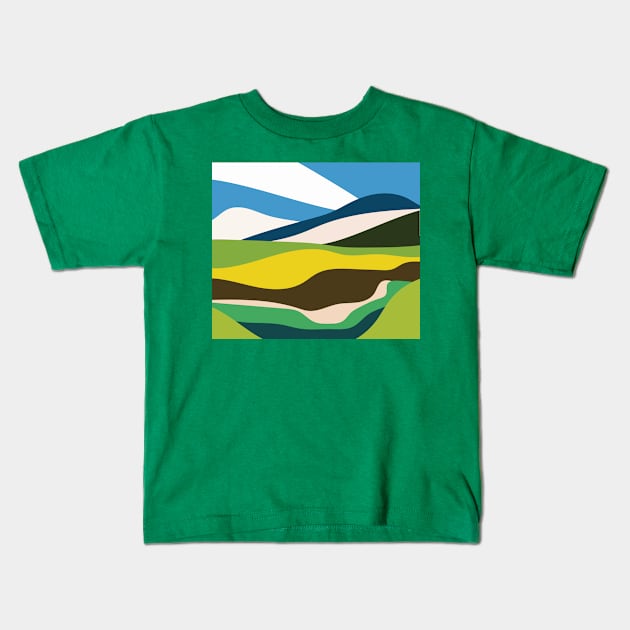 Green Clear Mountain Kids T-Shirt by nelloryn